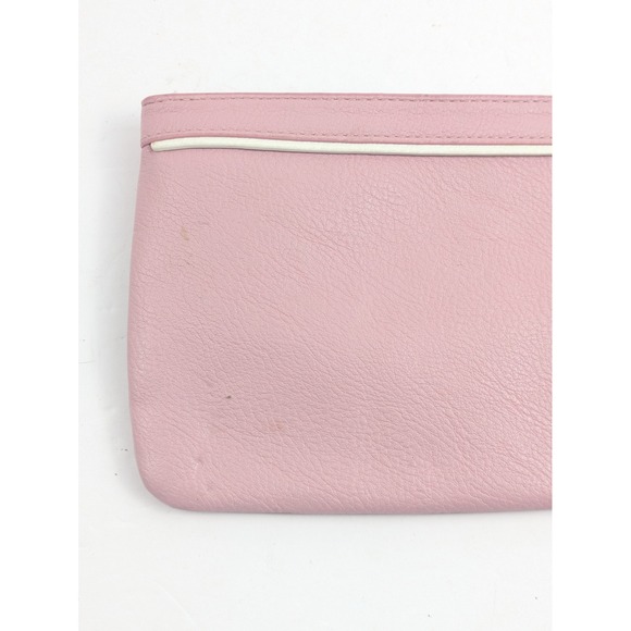 Ralph Lauren Pink Leather Wristlet Clutch Pouch RLL Logo Gold Zip Womens - Picture 7 of 14